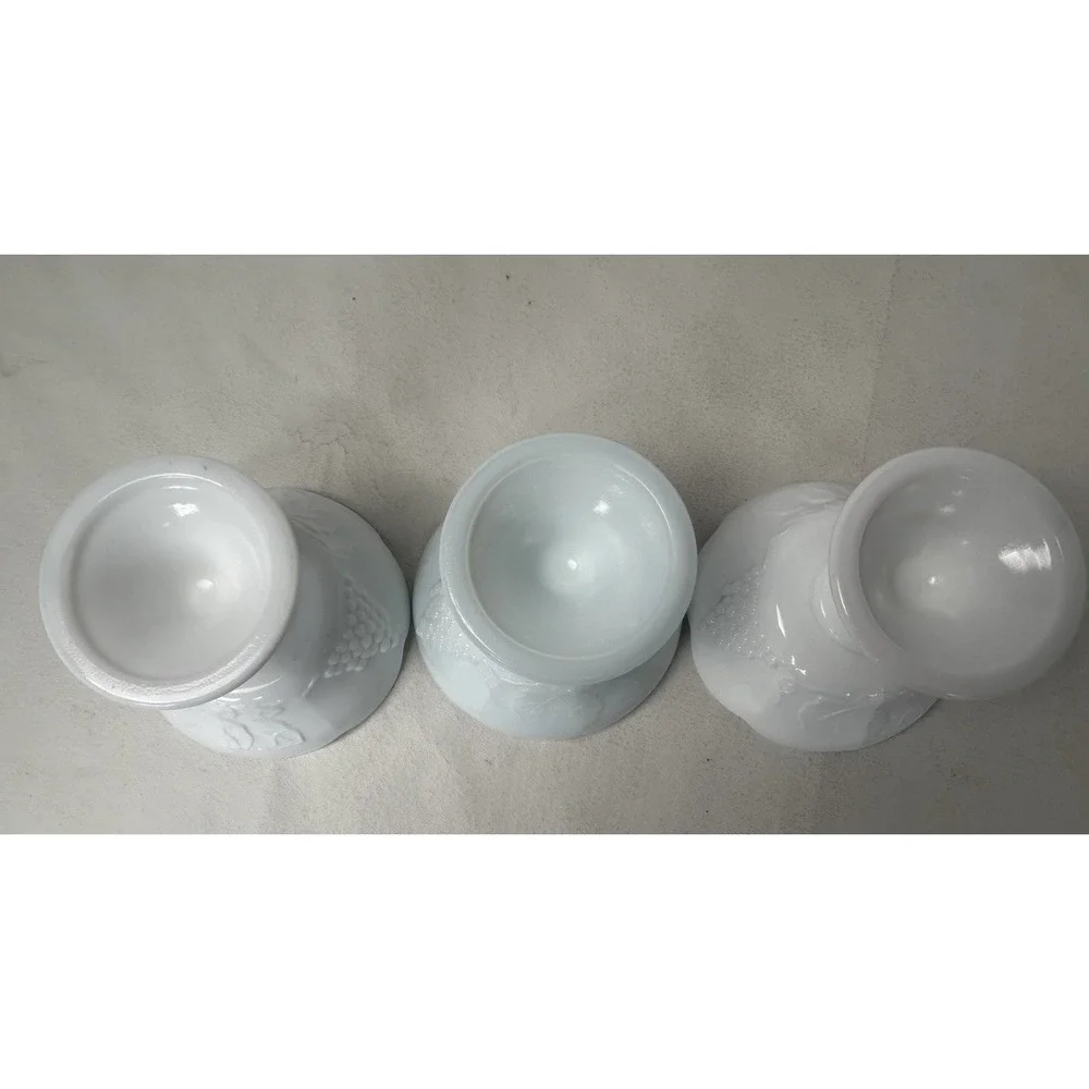 VintageSet Of 3 Indiana Glass Colony Harvest Grape Milk Glass Candle Holders 4
